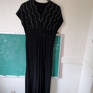1940s Elegant Black Maxi Dress